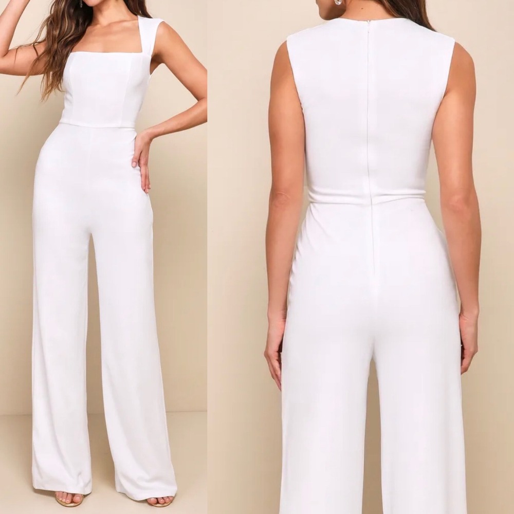 NWOT Lulus Size XS Enticing Endeavors White Jumpsuit Formal Special Event